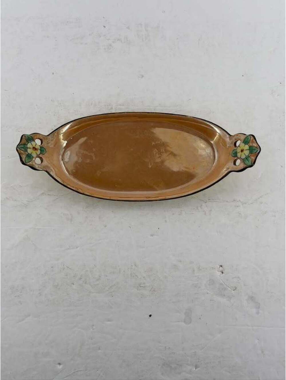Vintage Hand Painted Japanese Lusterware Floral Dish